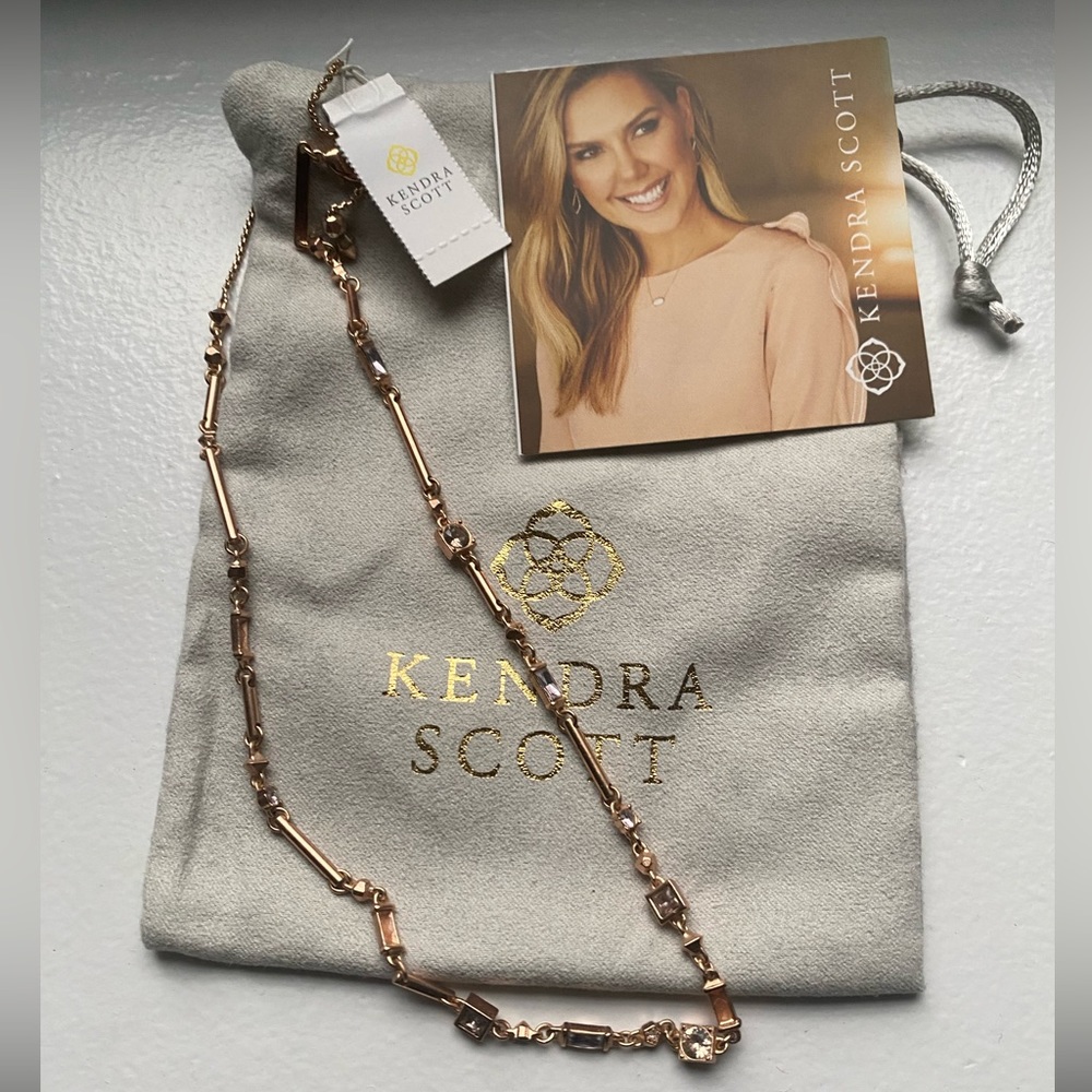 NWT Addison Rose Gold Necklace Dichroic Glass with Dust Bag